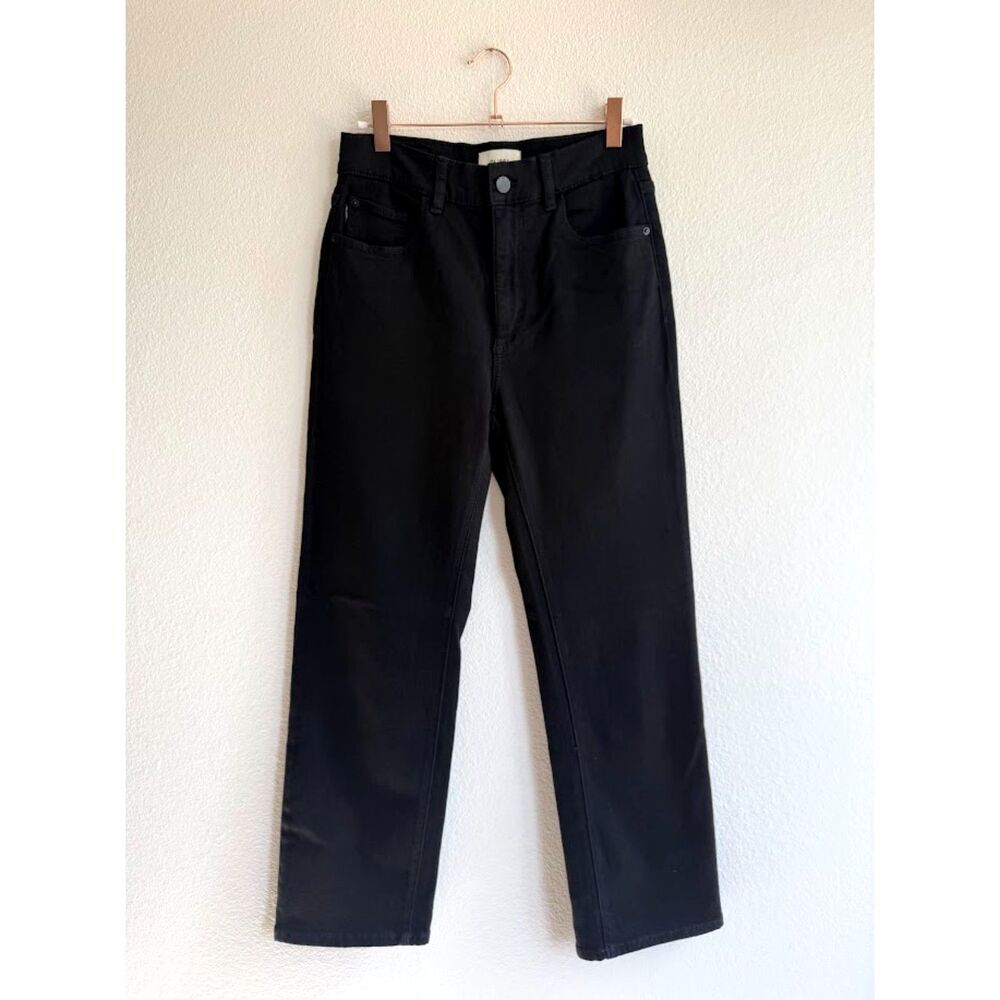 DL1961 Patti Straight High Rise Vintage Ankle Jeans in Black Peached size 26